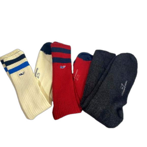 Vineyard Vines Other - Vineyard Vines 3 Pairs Red Navy, Cream Blue Navy, Charcoal Gray Tube Socks NWOT